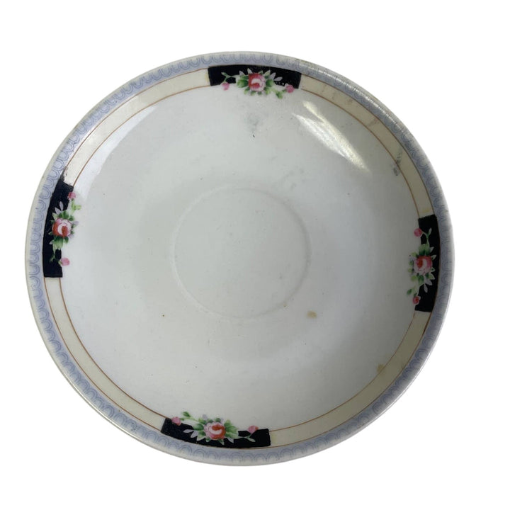 Vintage Hand Painted Nippon Japanese Floral Porcelain Teacup W Saucer