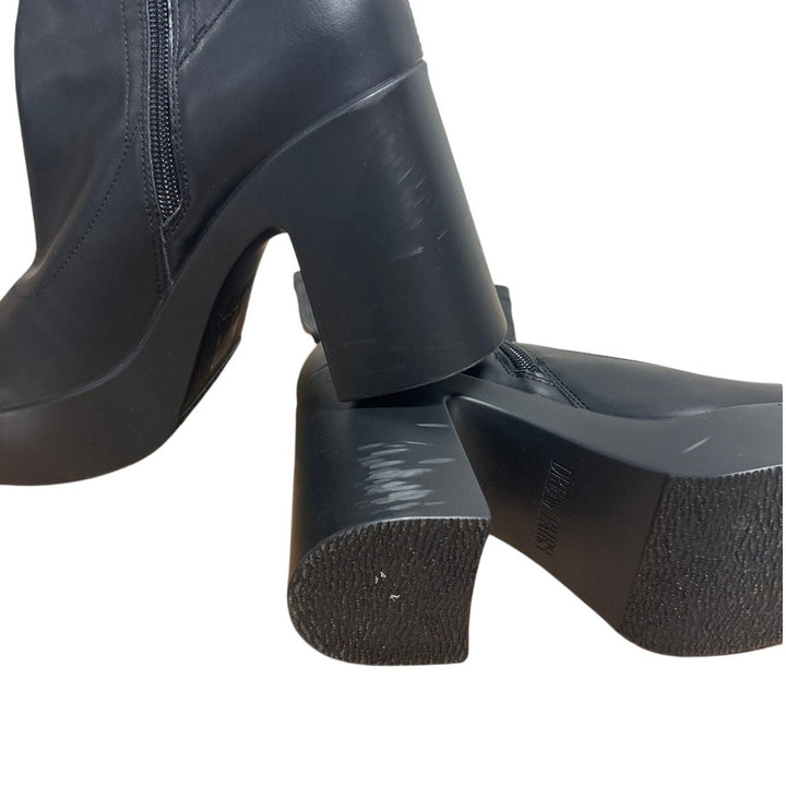 Dream Pairs Womens Size 8 Black Faux Leather Chunky Platform Gogo Ankle Boots