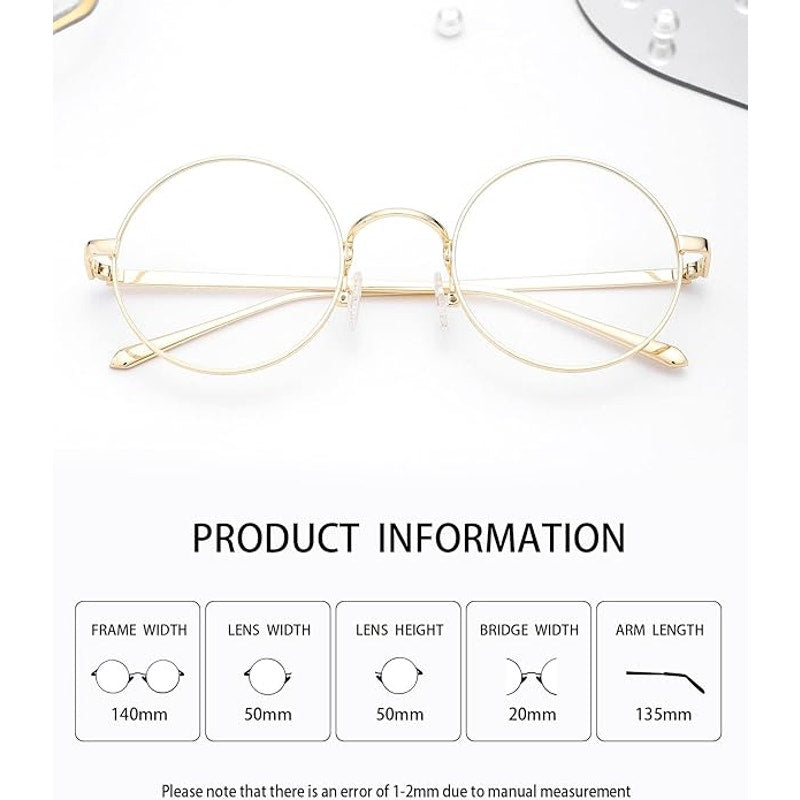New Pro Acme Retro Round Gold Metal Frame Clear Lens Non Prescription Glasses