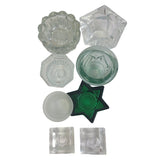 8 Vintage Clear Glass Votive Taper Tealight Star Bowl Square Candleholders