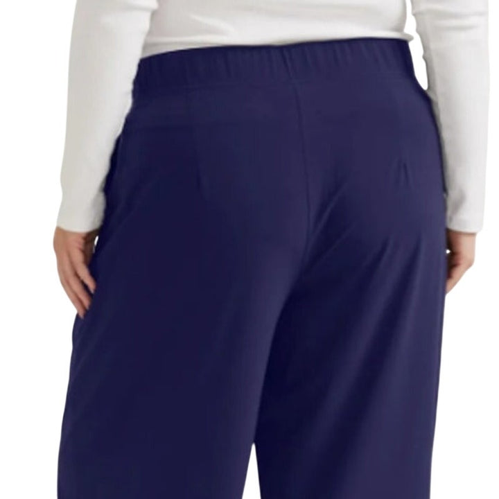 New Eddie Bauer Womens 2X Navy Blue Departure Elastic Waist Wide Leg Pants