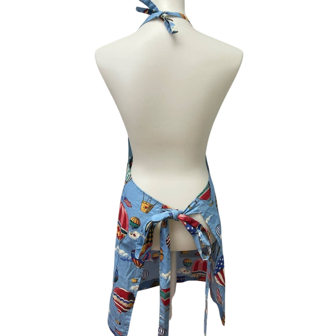 Handmade Hot Air Balloon 2 Pocket Craft Kitchen Smock Long Apron w Ties in Back