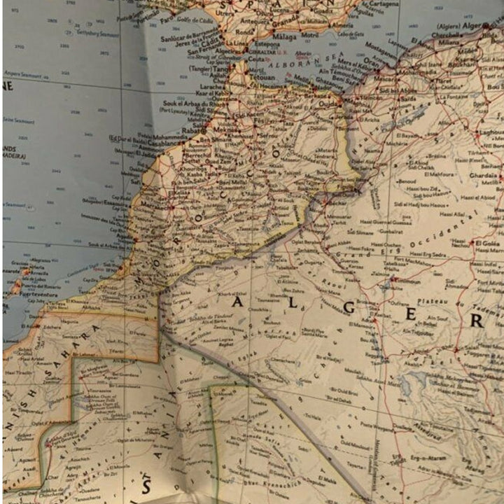 Vintage 1966 National Geographic Society Wall map of Northwestern Africa 19X25