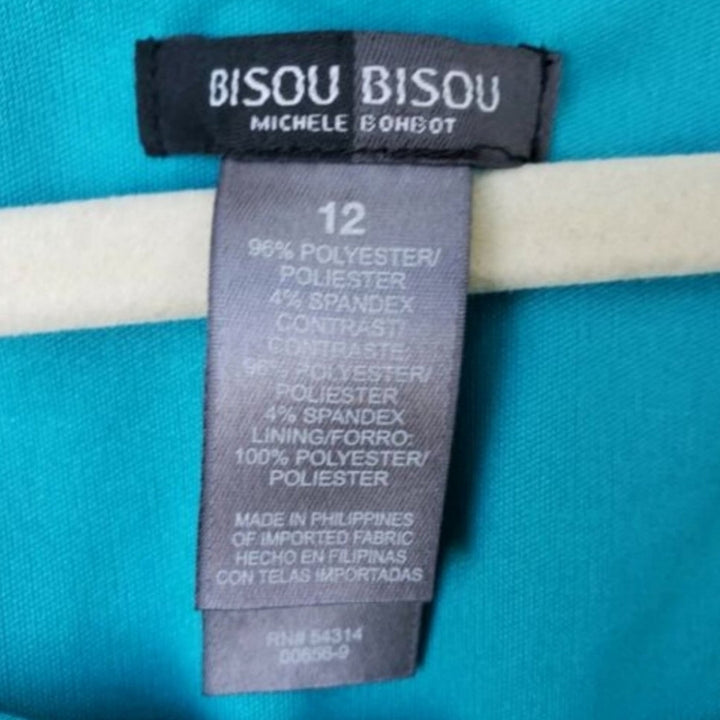 NWT New Bisou Bisou Womens Size 12 PolySpandex Ruched Asymmetrical Dress