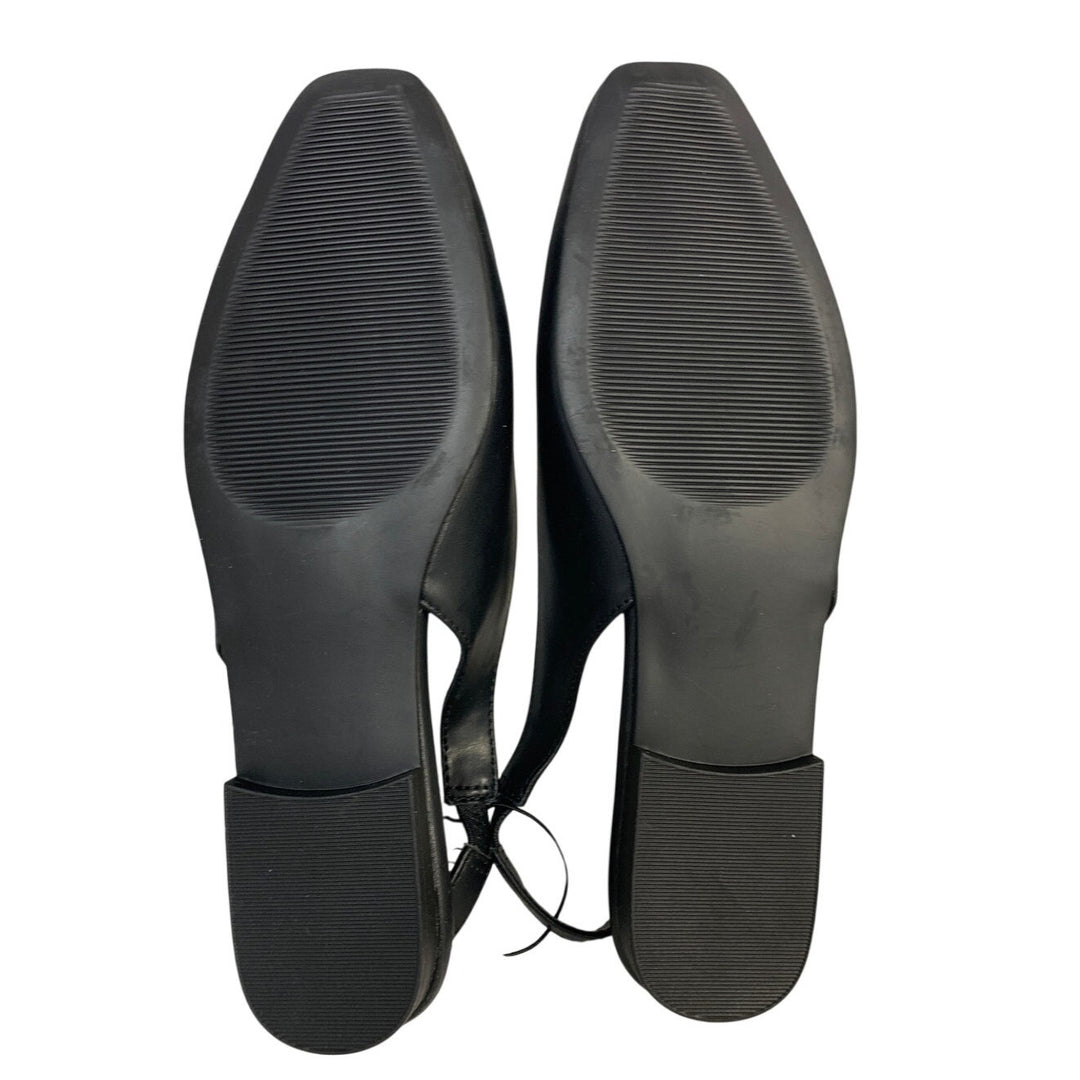 New Kensie Womens Size 7.5 Black Flats Sandal Closed Square Toe Slingback Shoes