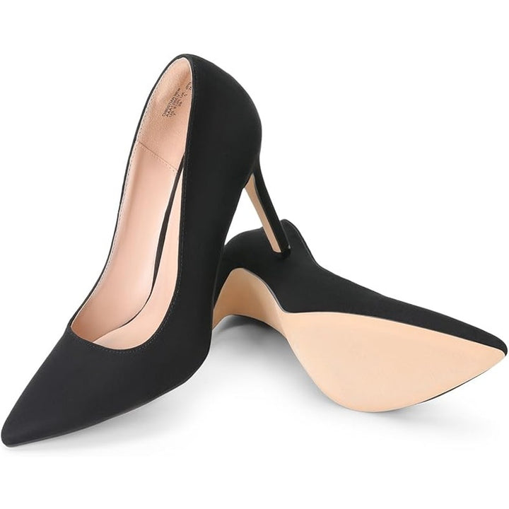 Dream Pairs Womens Size 7 Black Faux Suede 4" Heel Slide On Basic Pumps Shoes