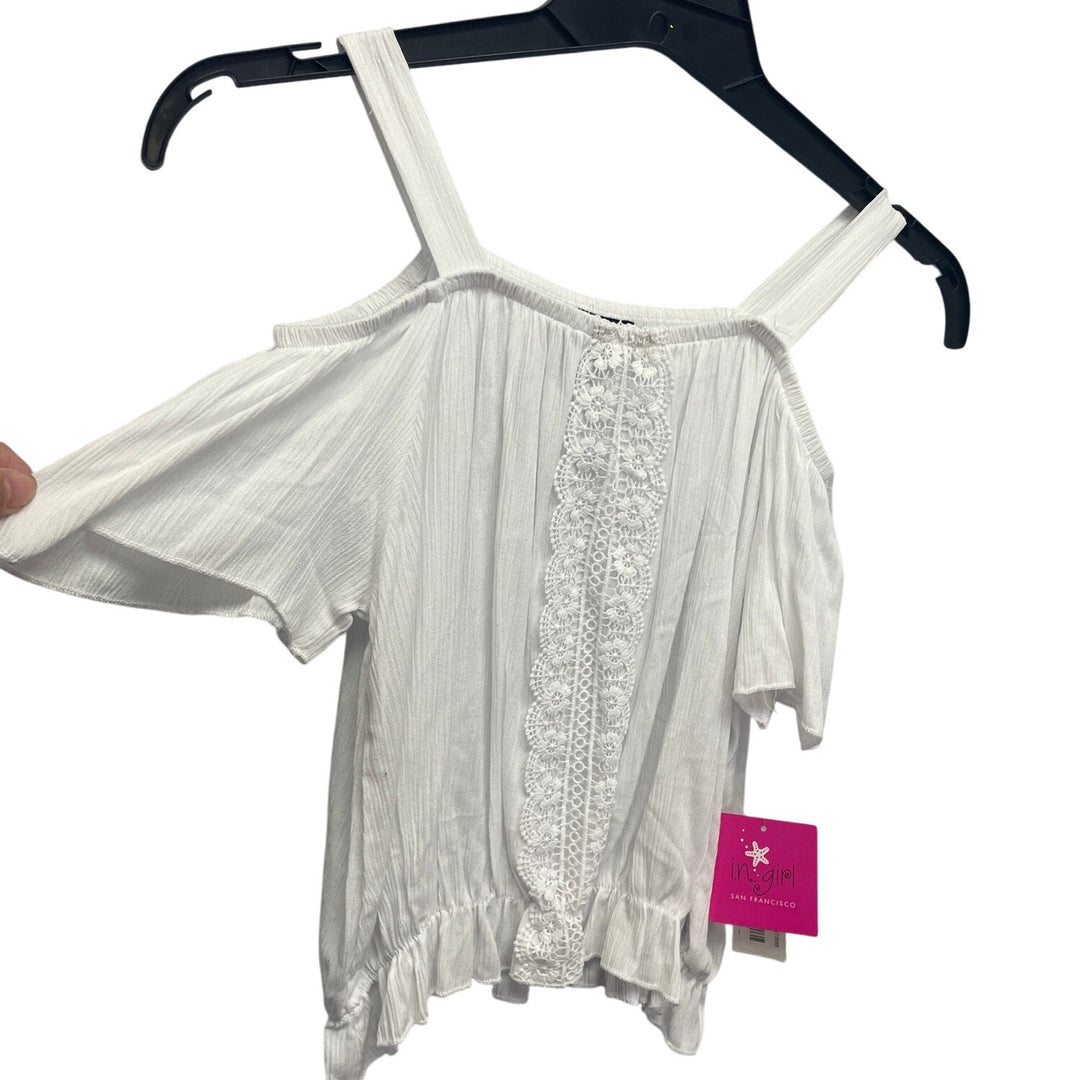 New IN Girl San Francisco Girls XL Off Shoulder Rayon Gathered Peasant Blouse