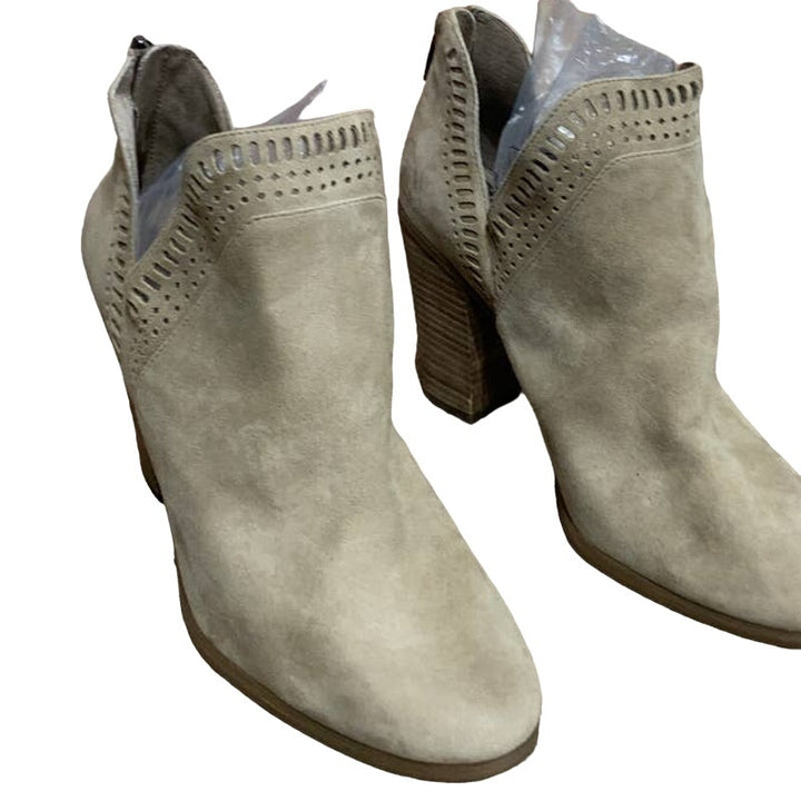 Vince Camuto Fileana US 10 Genuine Leather Suede Back Zip Booties 4" Heels Boots