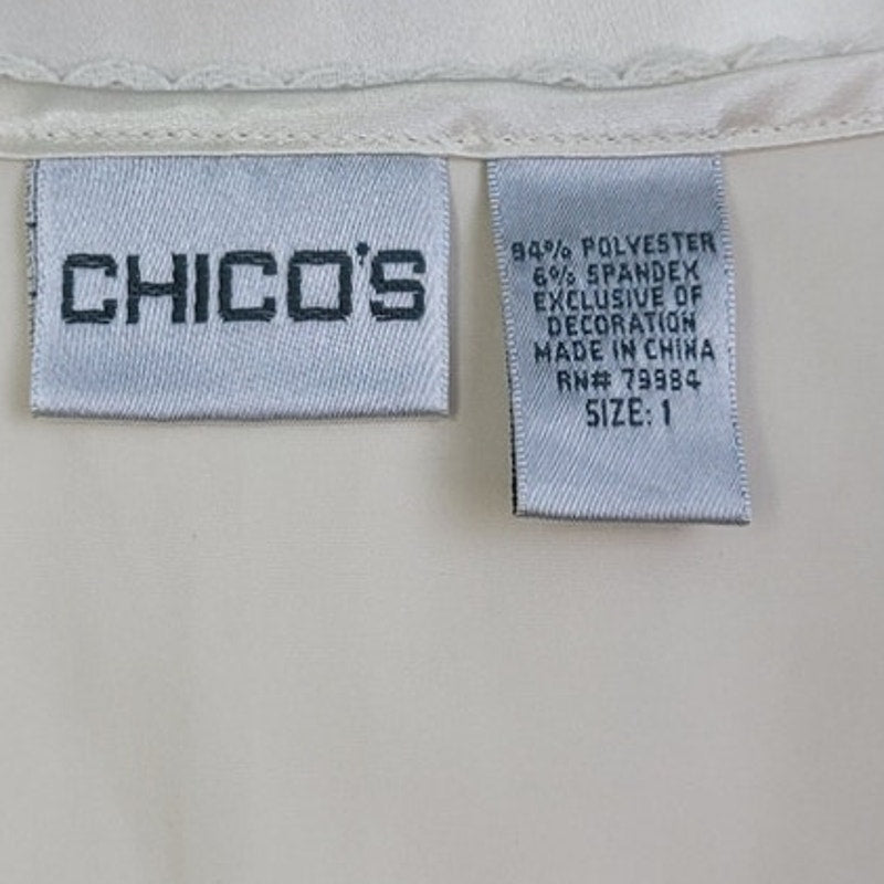 Chicos Womens Size 1 Small PolySpandex Sleeveless Crew Neck Shiny Tunic Top