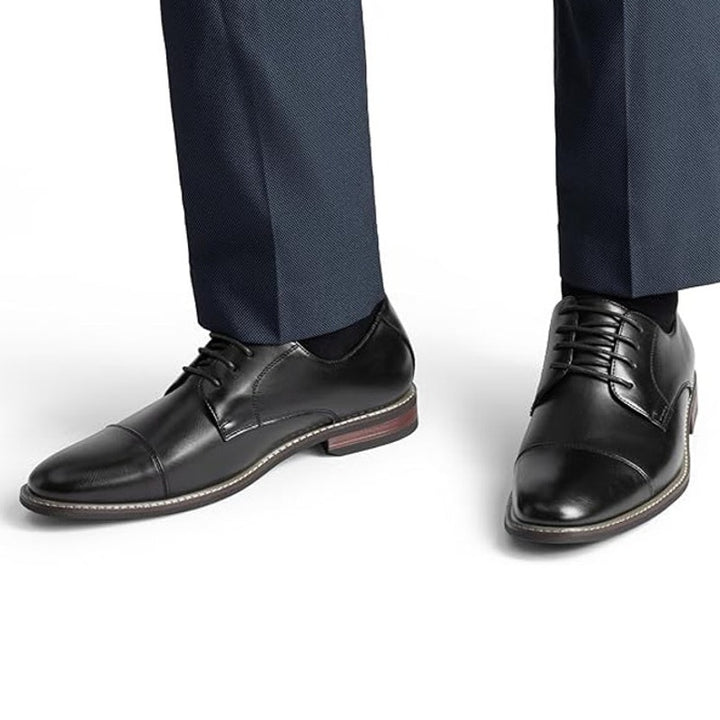 Bruno Marc Mens Size 10.5 Black Faux Leather Lace Up Prince Classic Oxford Shoes