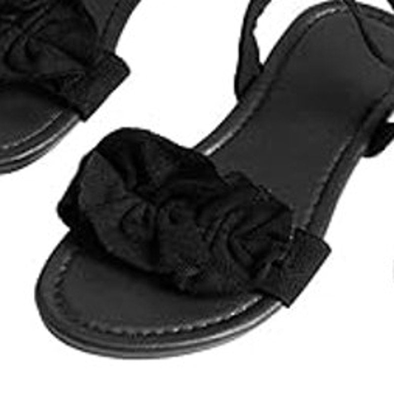 Gorglitter Womens Size 9.5 Black Lace Up Gladiator Sandals Open Round Toe Shoes