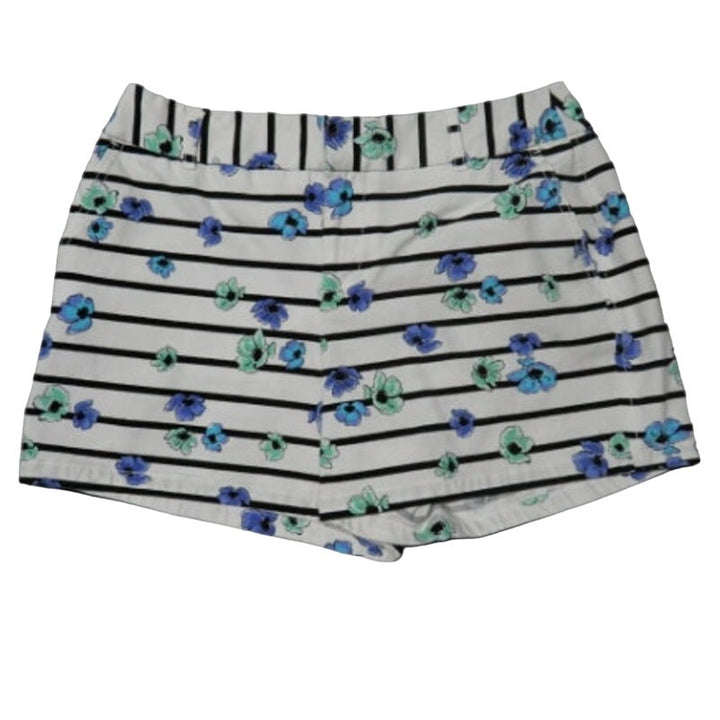2 ELLE Old Navy Womens Size 4 Blue Floral Short Cotton Blend Shorts w Pockets