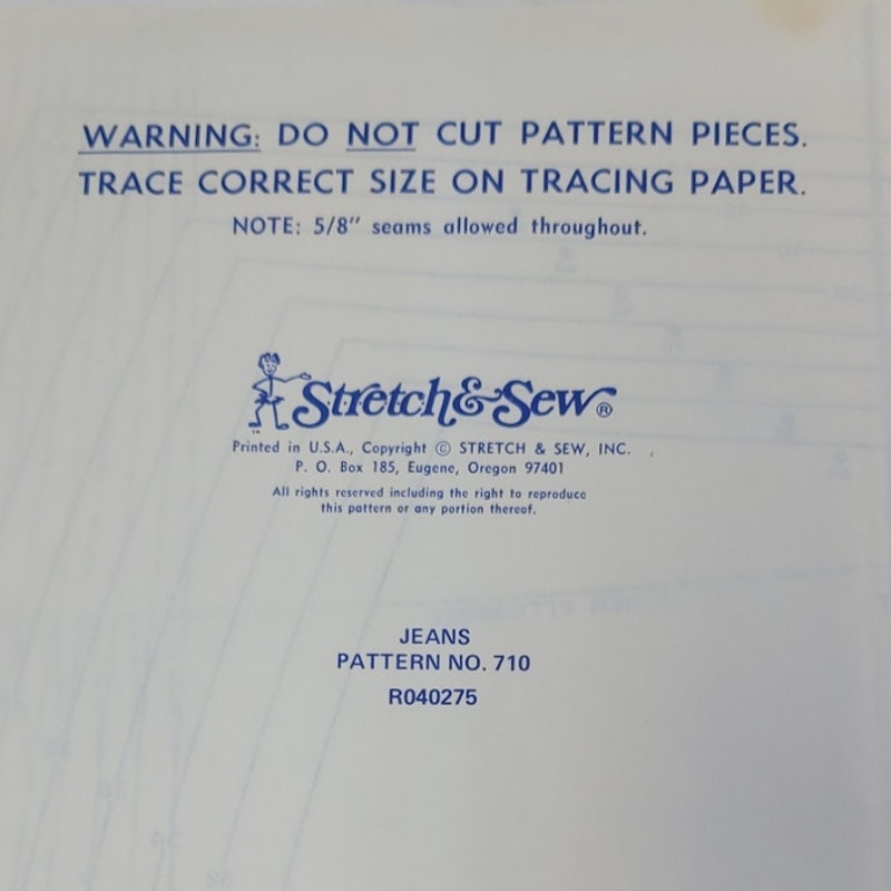 Vintage 1974 Stretch &amp; Sew 710 Jeans Knit Fabric Uncut Sewing Pattern