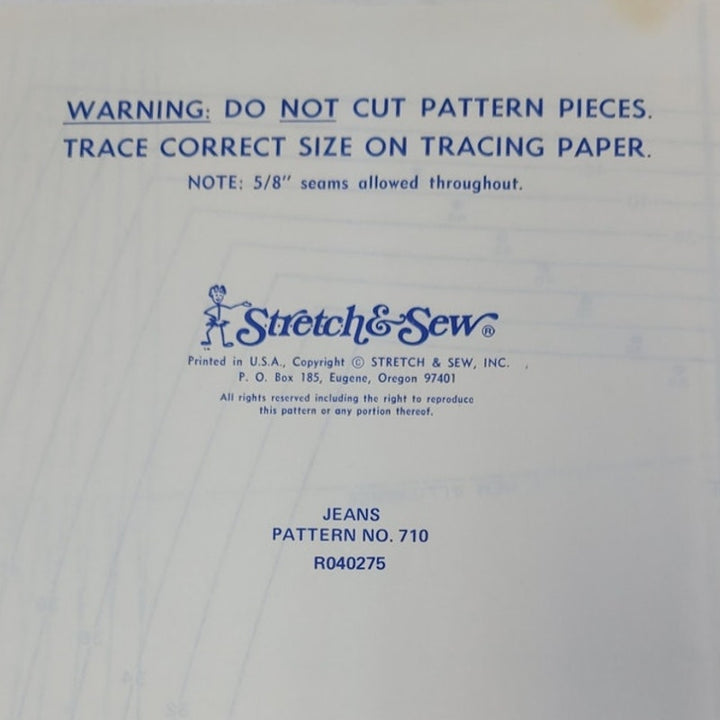 Vintage 1974 Stretch &amp; Sew 710 Jeans Knit Fabric Uncut Sewing Pattern