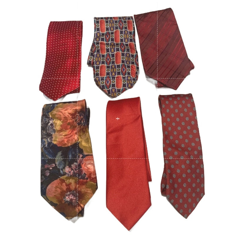 6 Gold Red Silver Polka Dot Floral Geometric Vintage &amp; Modern Mens Neck Ties