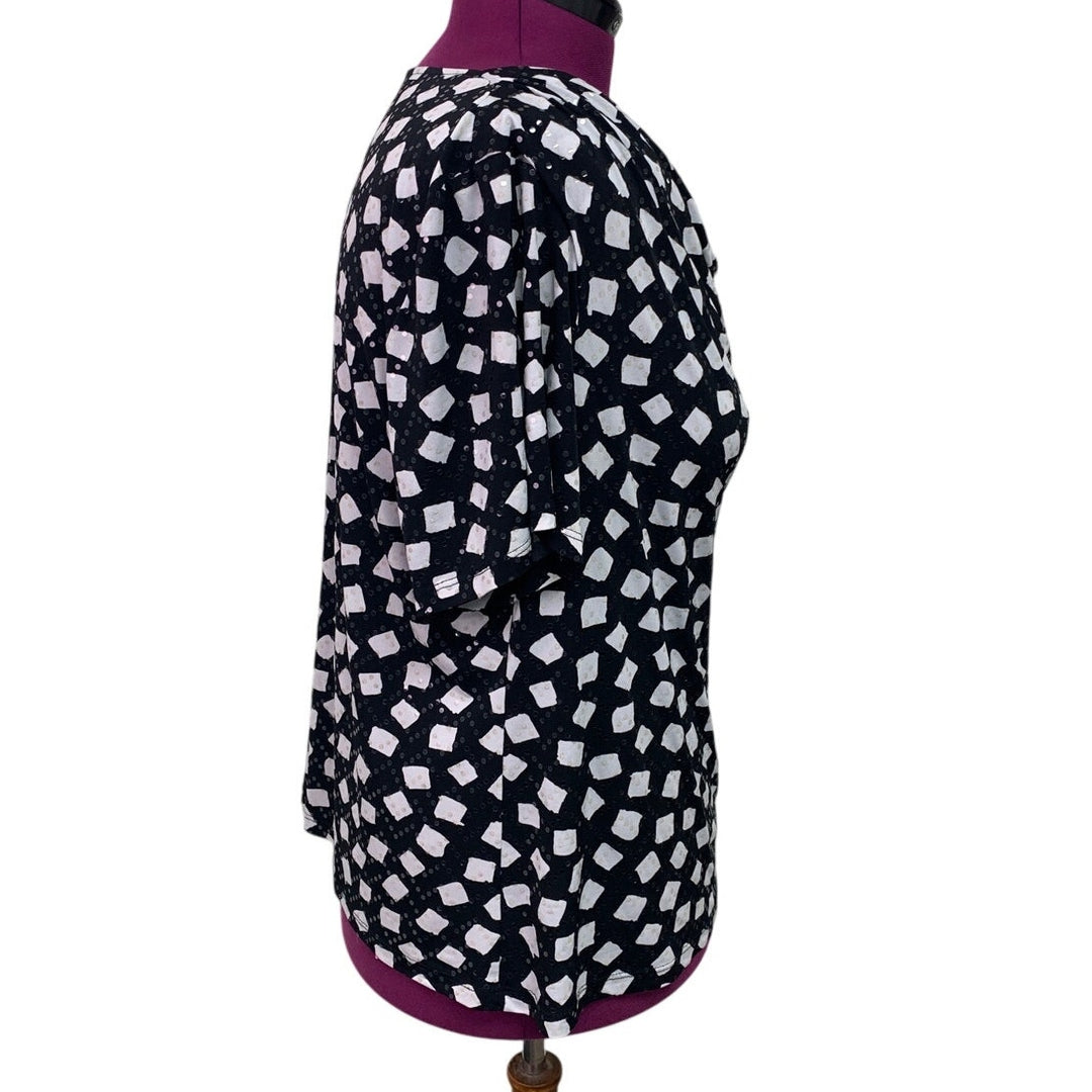 Dress Barn Collection Womens 3X Short Sleeve Polka Dot Drapey Sequin Blouse Top