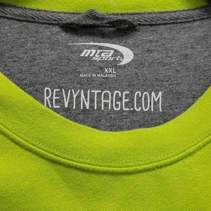 Hand Printed Mens XXL Neon Yellow Blue Wild Bird PolyCotton Crew Neck Sweatshirt