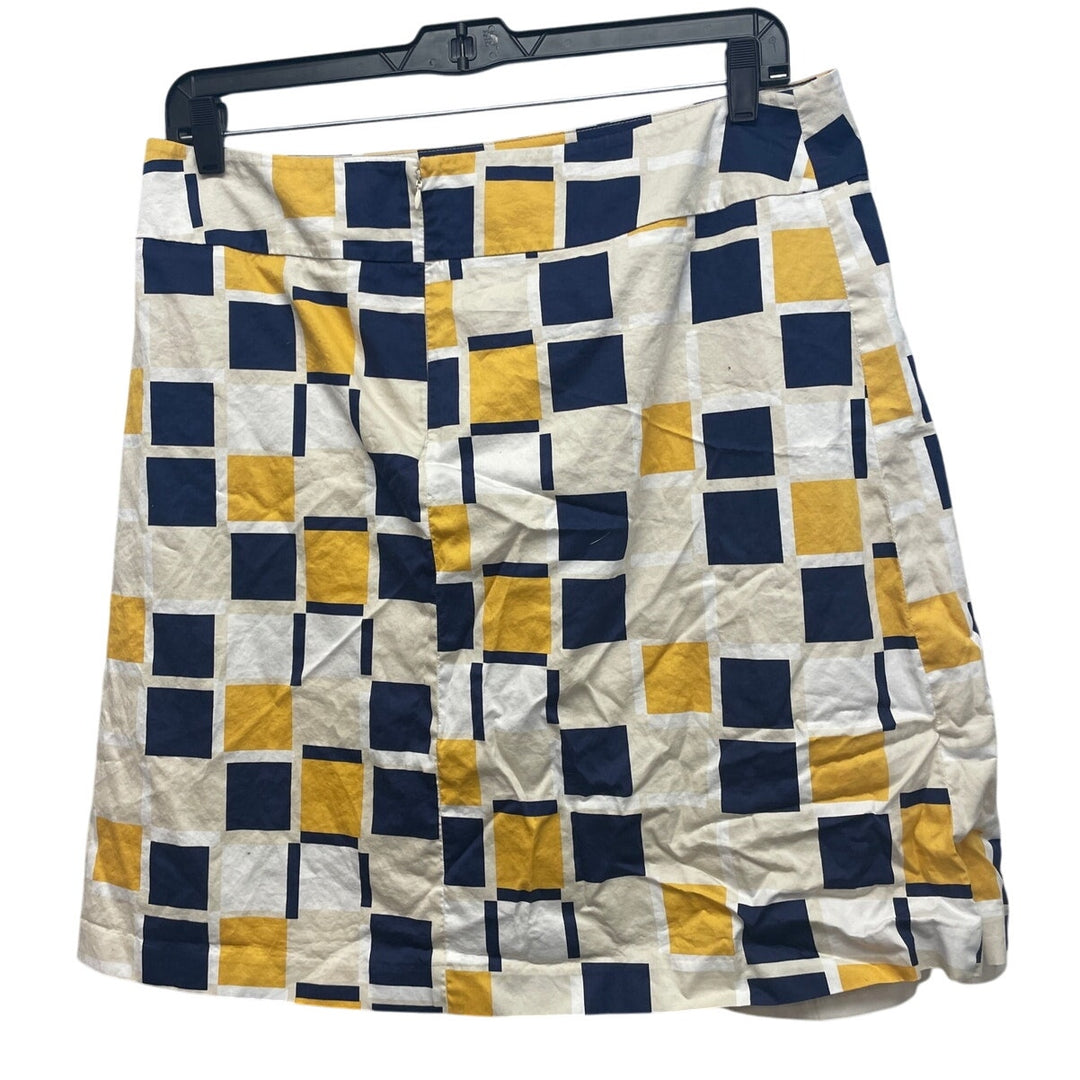Ann Taylor Plus Size 16 Fully Lined Geometric Cotton Blend Short FIt Flare Skirt