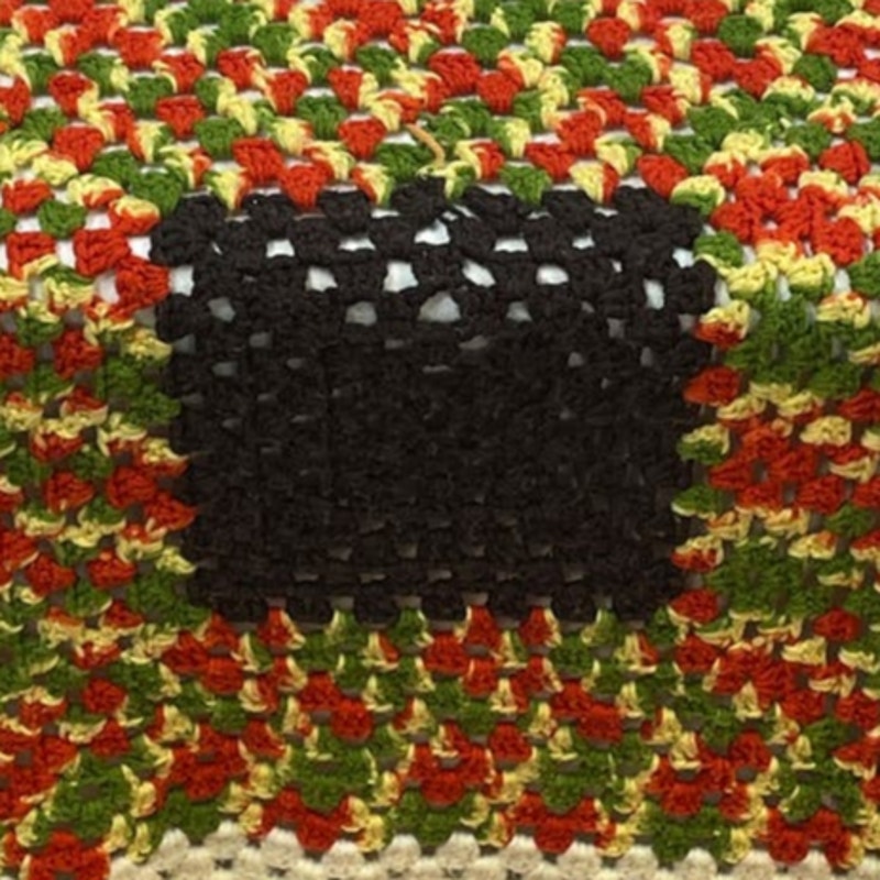 Handmade Vintage Crochet Granny Square Stripe Blanket Acrylic Yarn Afghan Throw
