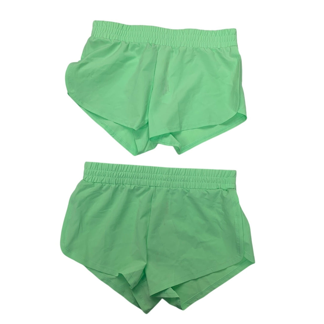 2 NWT New Cat &amp; Jack Girls Medium (8) Bright Lime Elastic Waist Short Shorts