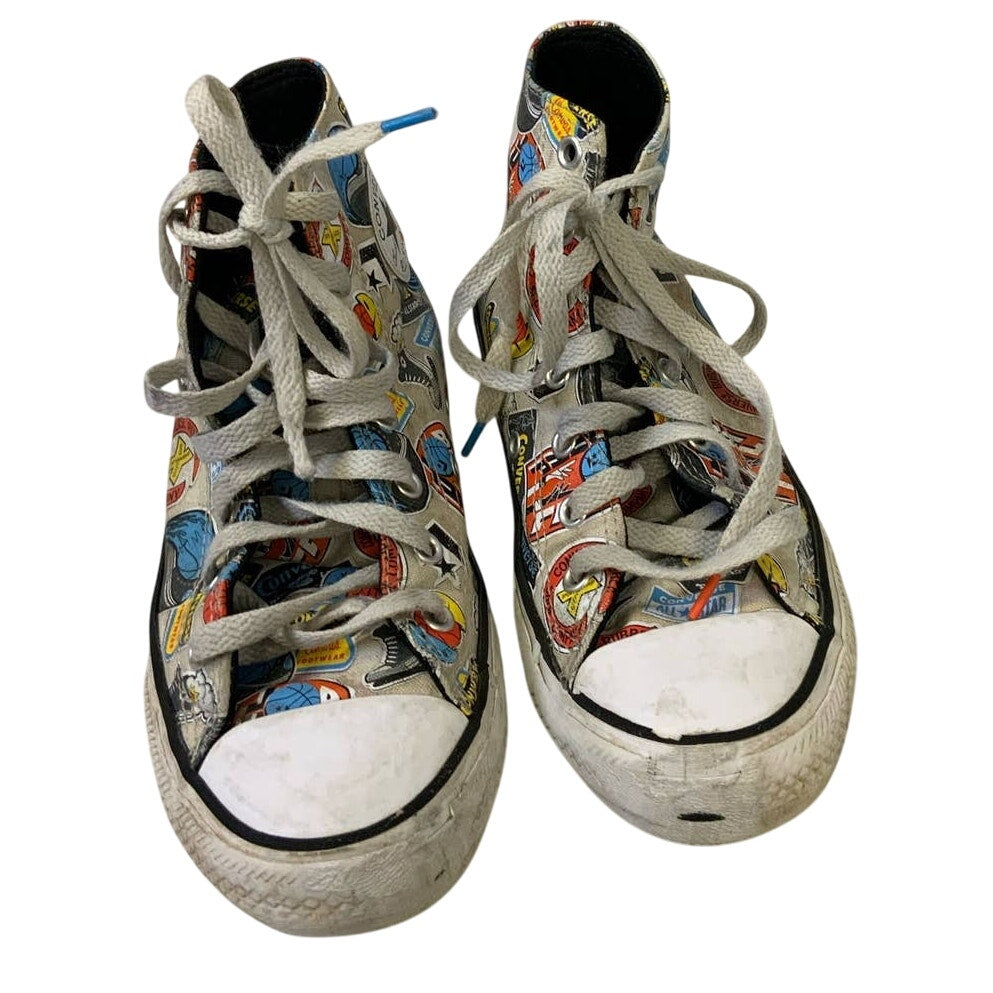 Converse Size 4 Kids Basketball Logo Rubber Sole Canvas High Tops Shoes Sneakers