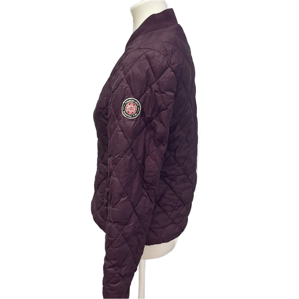 Madden NYC Womens Small Quilted Full Zip Nylon Puffer Jacket w Pockets