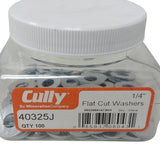 100 New Cully 40325J 1/4" Flat Cut Zinc Metal Washers - New In Package