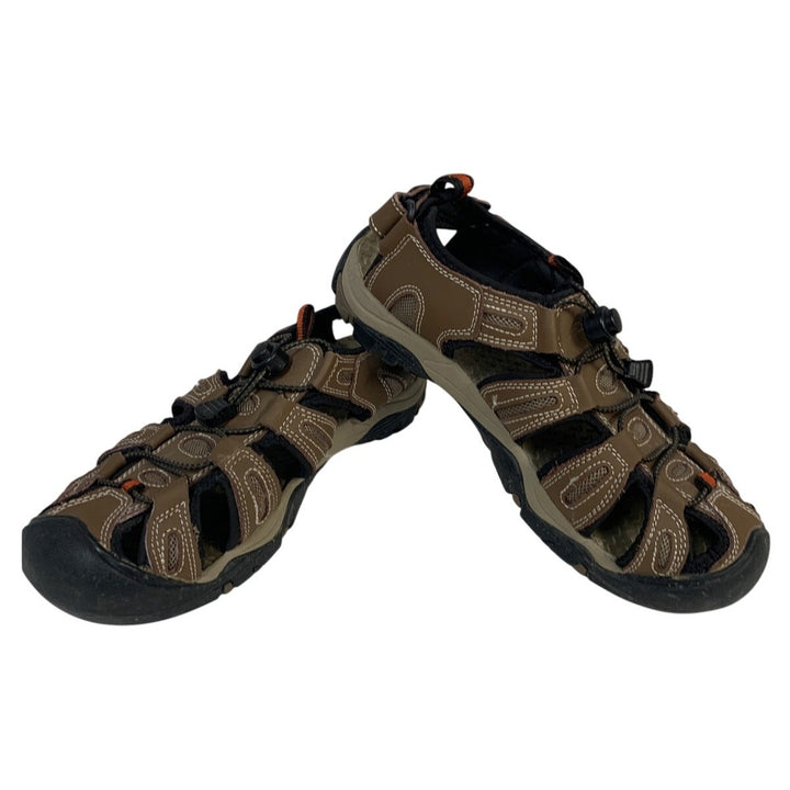 Eddie Bauer Mens Size 9 Brown Sandal Lace Up Drawstring Faux Leather Sandals