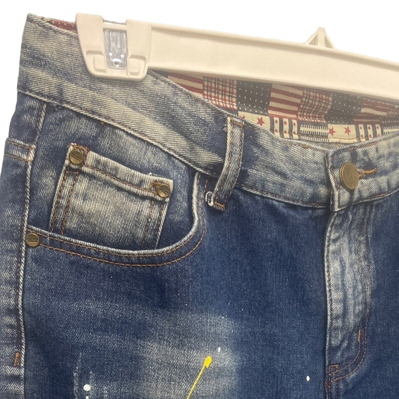 QIMU Fashion Jeans Womens XL Distressed Paint Spatter PolyCotton Jean Shorts