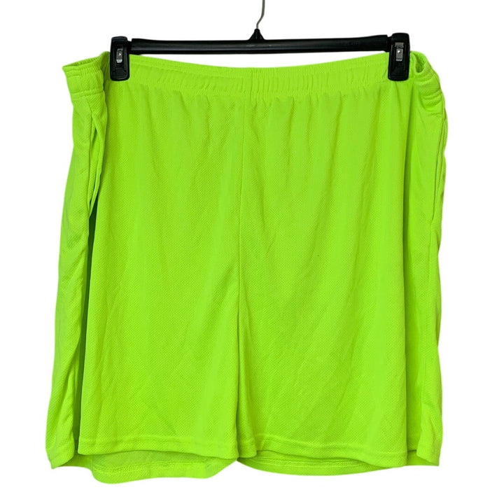 Realessentials Womens 3X Neon Yellow Drawstring Elastic Waist Athletic Shorts