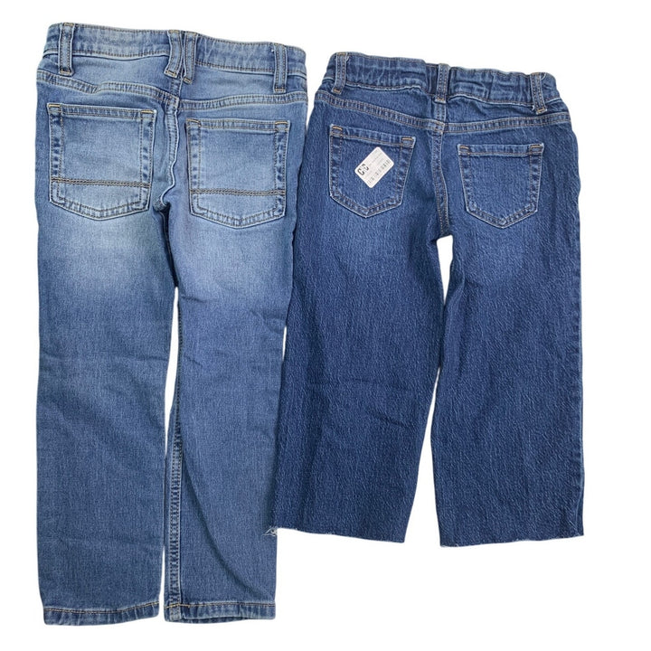 2 Cat &amp; Jack Girls Size 5 Skinny Wide Leg Stretch Adjustable Waist Denim Jeans