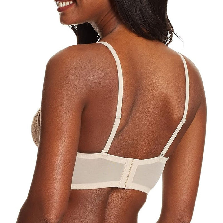 New Maidenform Womens 34D Tan Lacy Wireless Pure Comfort Lace Longline Bra