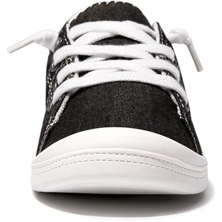 Beneker Womens Size 10 Black Canvas Lace Up Slip On Low Top Casual Sneaker Shoes