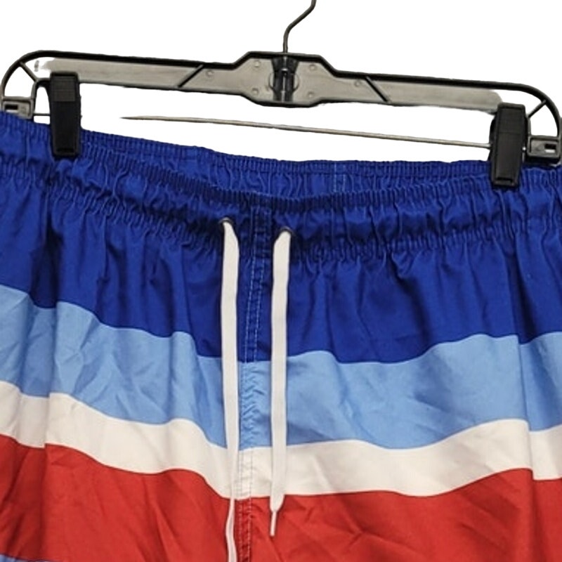 Outdoor Oasis Mens XL 100% Polyester Striped Drawstring Waist Lined Swim Shorts