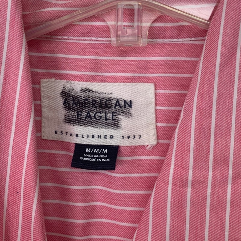 2 New American Eagle Womens Medium Striped Long Sleeve Button Down Shirts