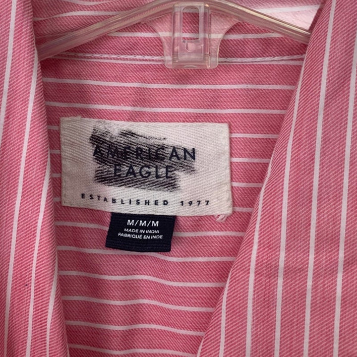 2 New American Eagle Womens Medium Striped Long Sleeve Button Down Shirts