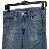 Levi's Mens 33 X 32 505 100% Cotton Regular Fit Straight Leg Denim Blue Jeans