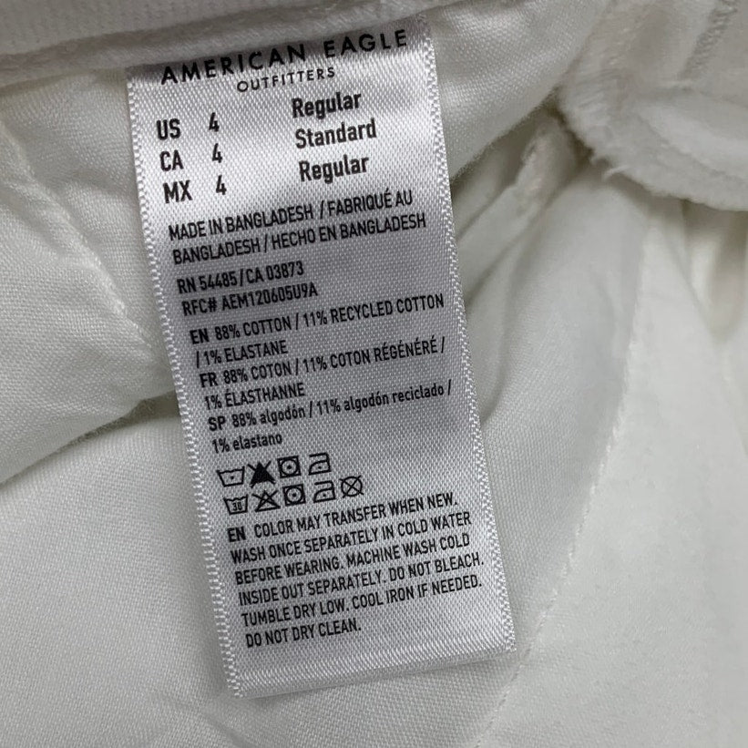 New American Eagle Womens Size 4 White Cotton Blend Stovepipe Crop Denim Jeans