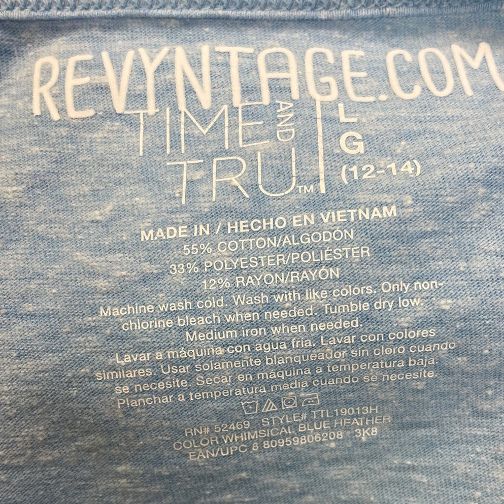 Hand Printed Upcycled Womens Large Bluey Bingo Easter Egg Short Sleeve Tee