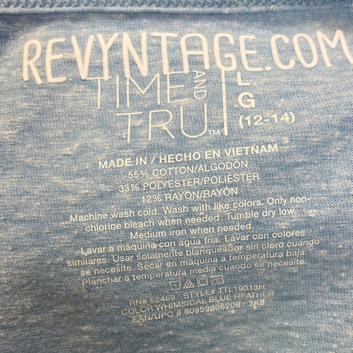 Hand Printed Upcycled Womens Large Bluey Bingo Easter Egg Short Sleeve Tee
