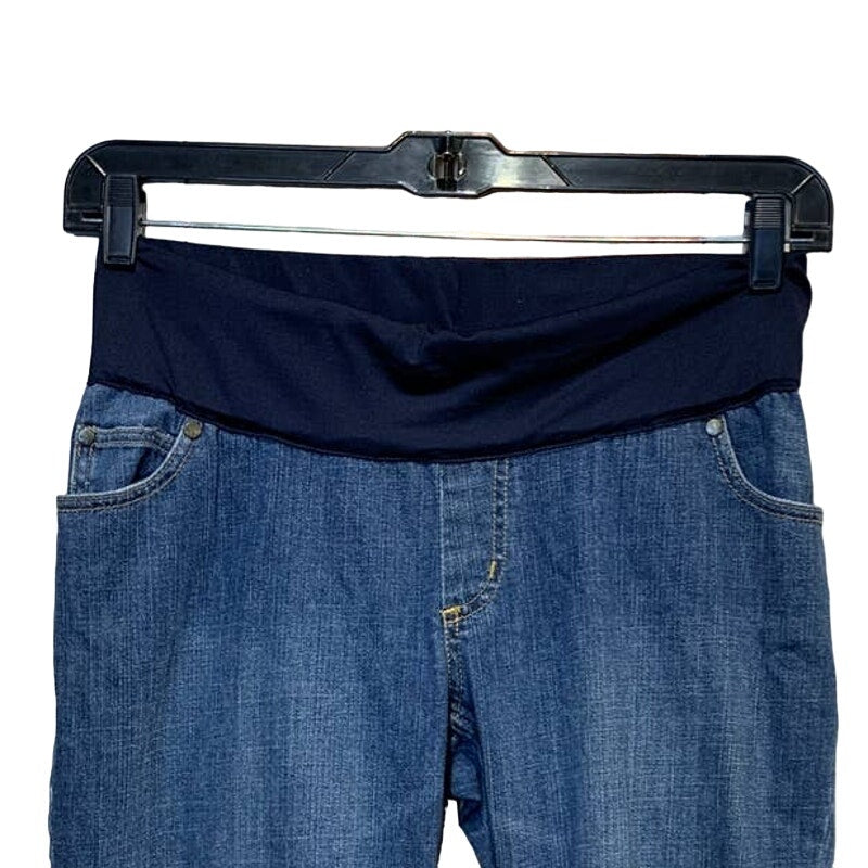 Liz Lange Maternity Size 4 Elastic Stretch Waist Cotton Blend Denim Blue Jeans