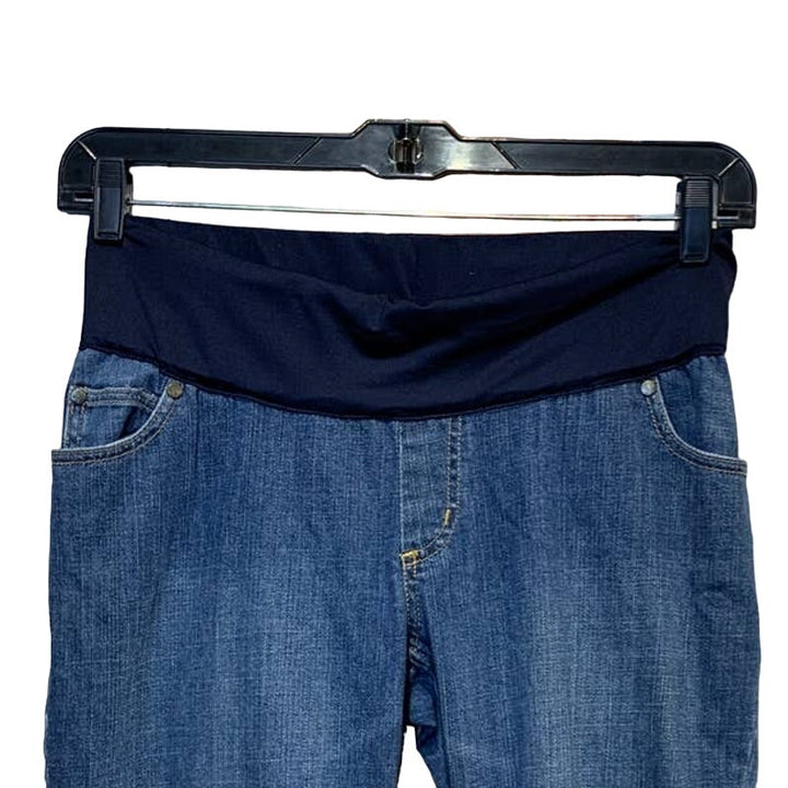 Liz Lange Maternity Size 4 Elastic Stretch Waist Cotton Blend Denim Blue Jeans