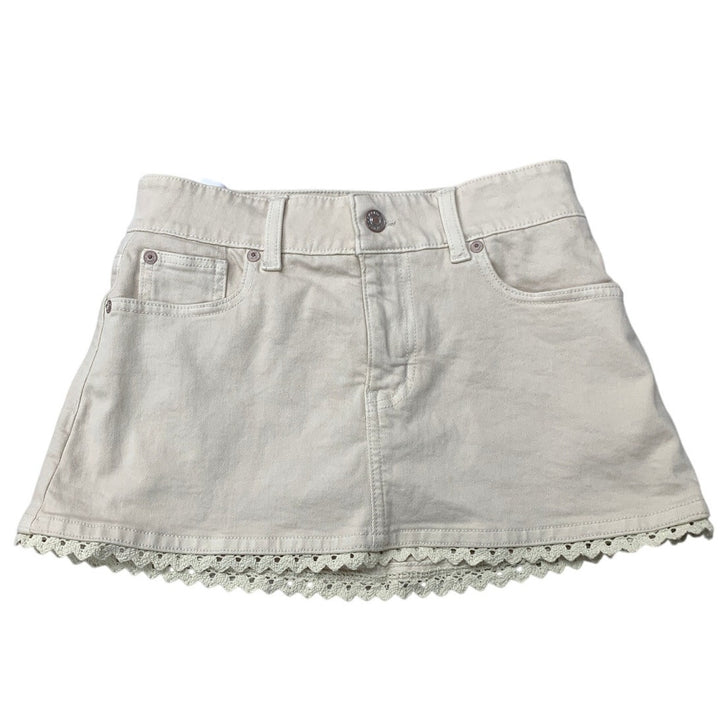 New American Eagle Womens XS 00 Stretch Low-Rise Crochet Denim Micro Skort w Top