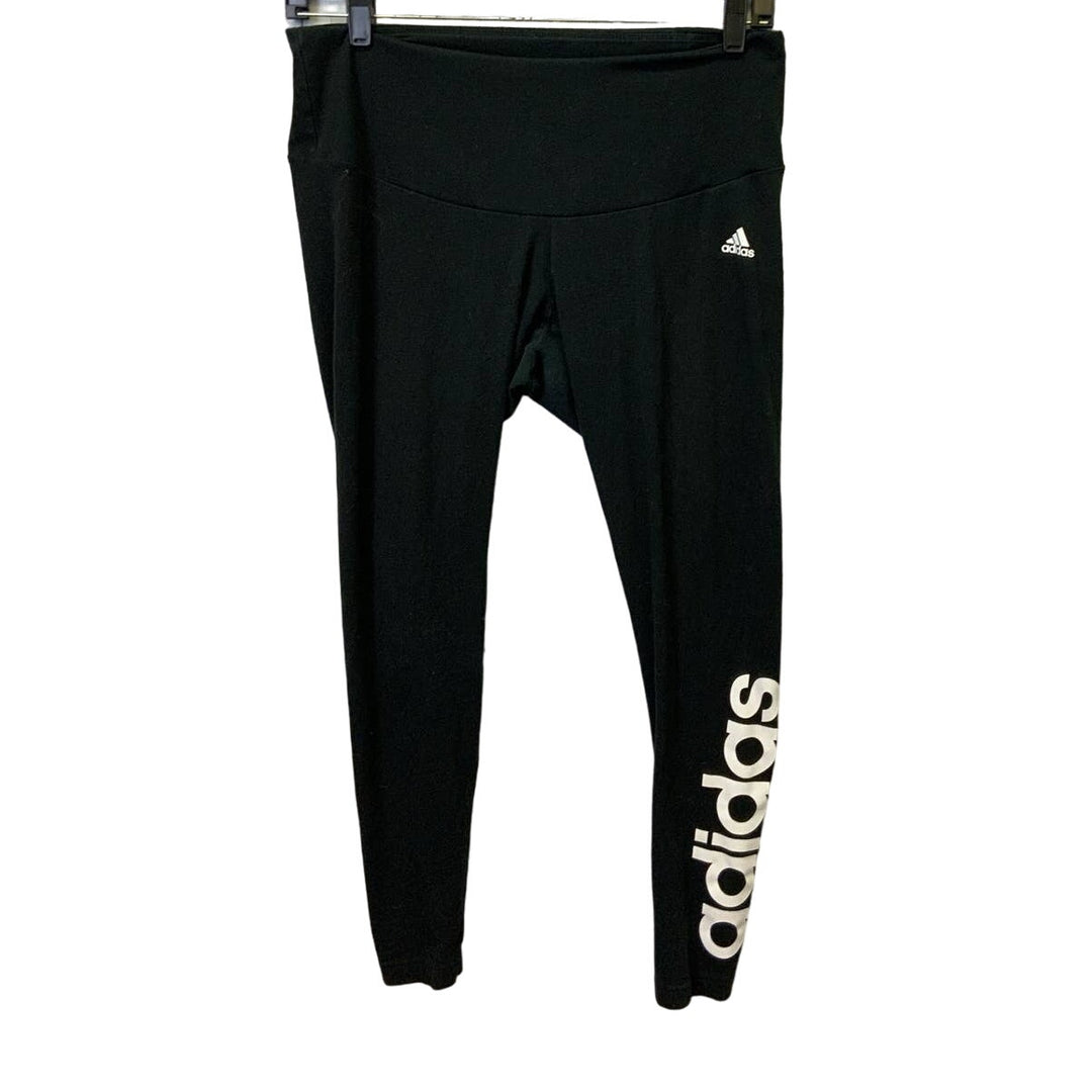 Adidas Womens 1X Basic Black Elastic Waist Stretch Pants Athletic Leggings