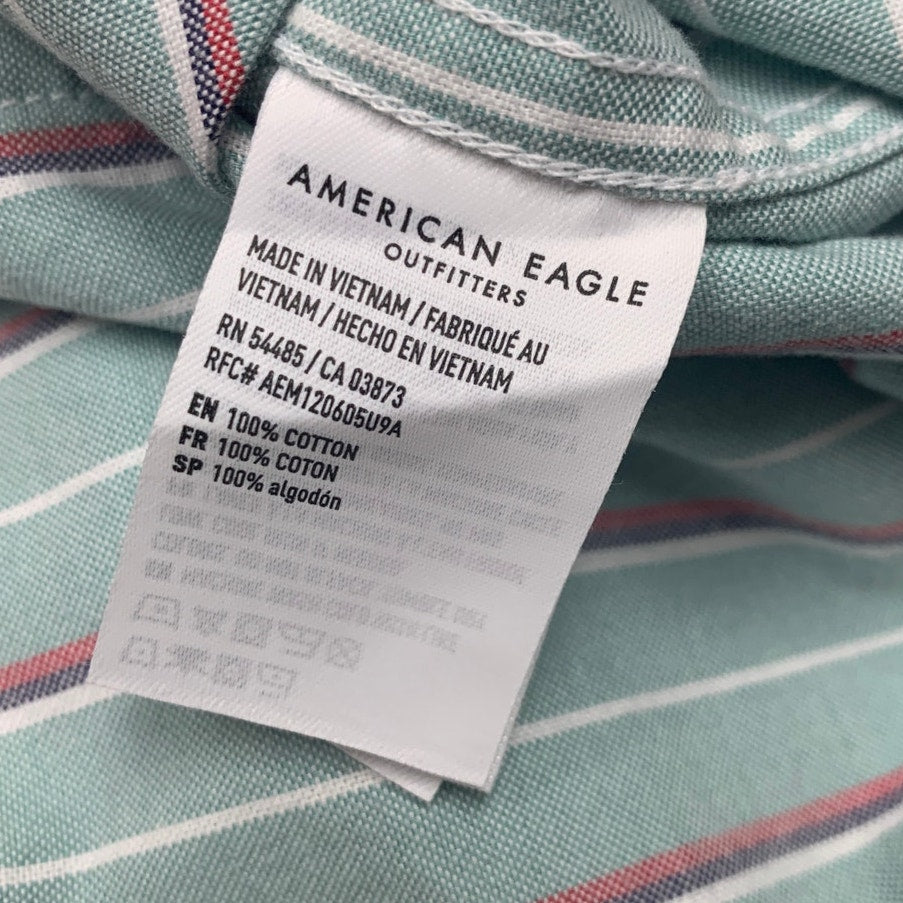 2 New American Eagle Mens Medium Collared Long Sleeve Button Up Shirts