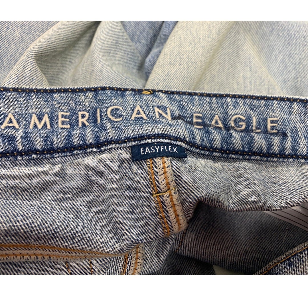New American Eagle Womens Size 12 Easyflex Loose Distressed Denim Blue Jeans