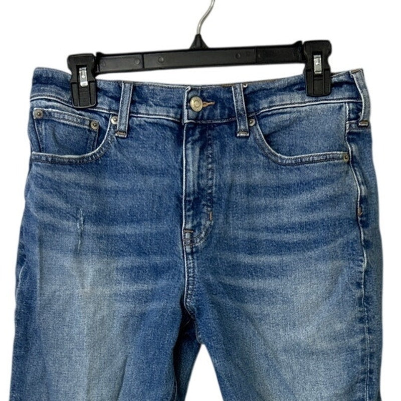 Re-Imagined J Crew Womens 28 Petite Classic Straight Distressed Denim Blue Capri