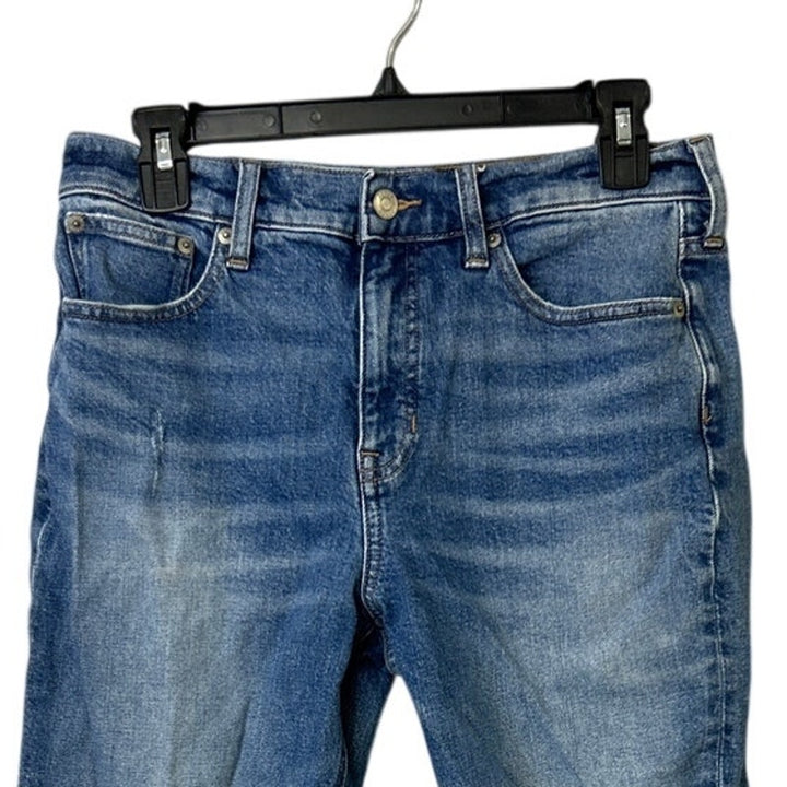 Re-Imagined J Crew Womens 28 Petite Classic Straight Distressed Denim Blue Capri
