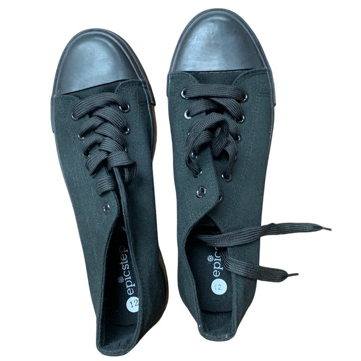 New Epic Step Mens Size 12 Black Canvas Lace Up Low Top Casual Sneaker Shoes
