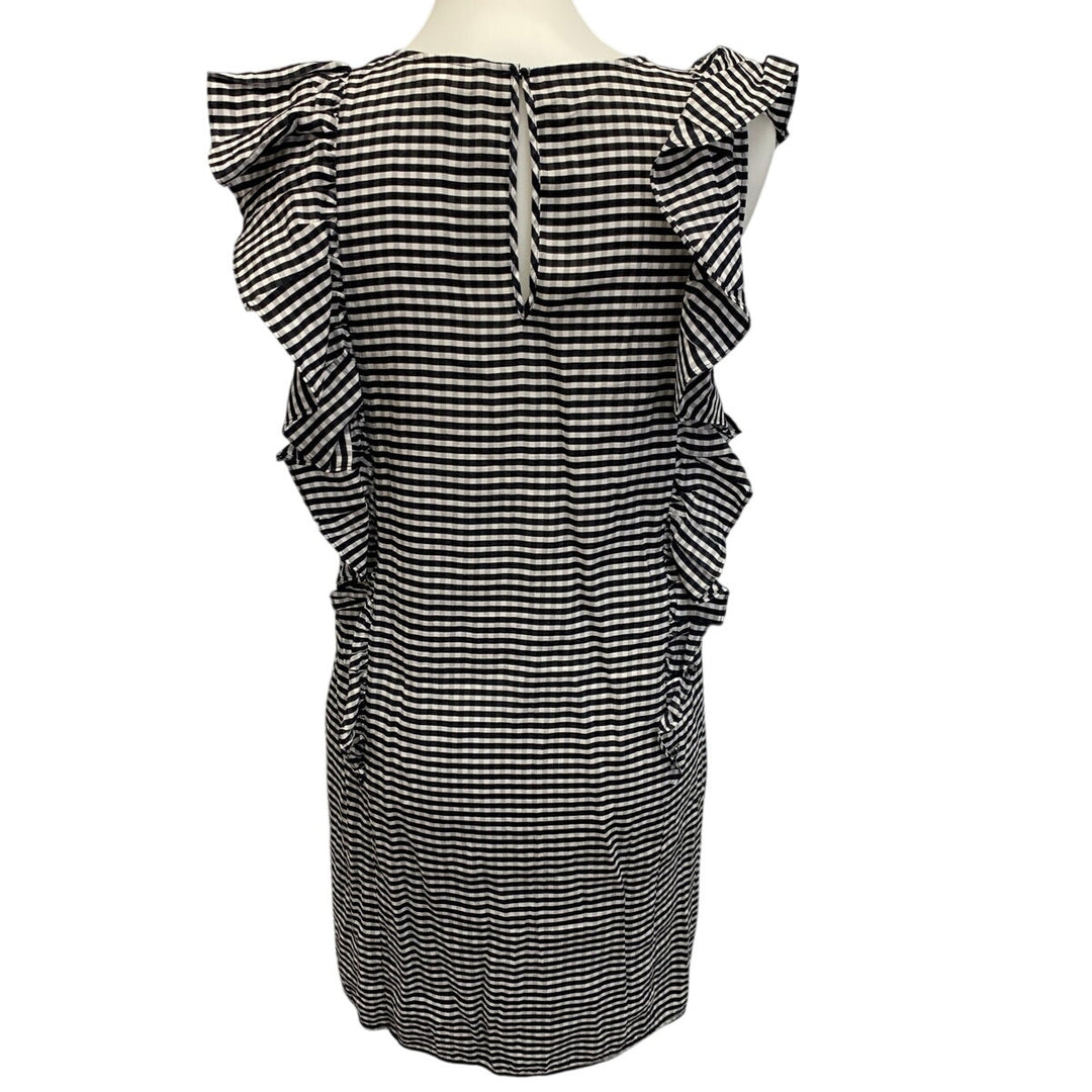 H &amp; M Womens Size 6 Lightweight Gingham Ruffled Shoulder Sleeveless Sheath Dress
